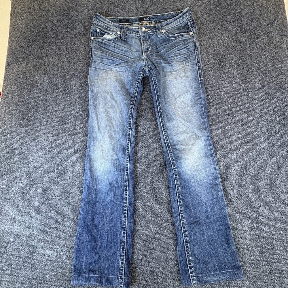 a.n.a A New Approach Straight‎ Jeans Womens 30x29.5 Blue Denim Cotton Rhinestone